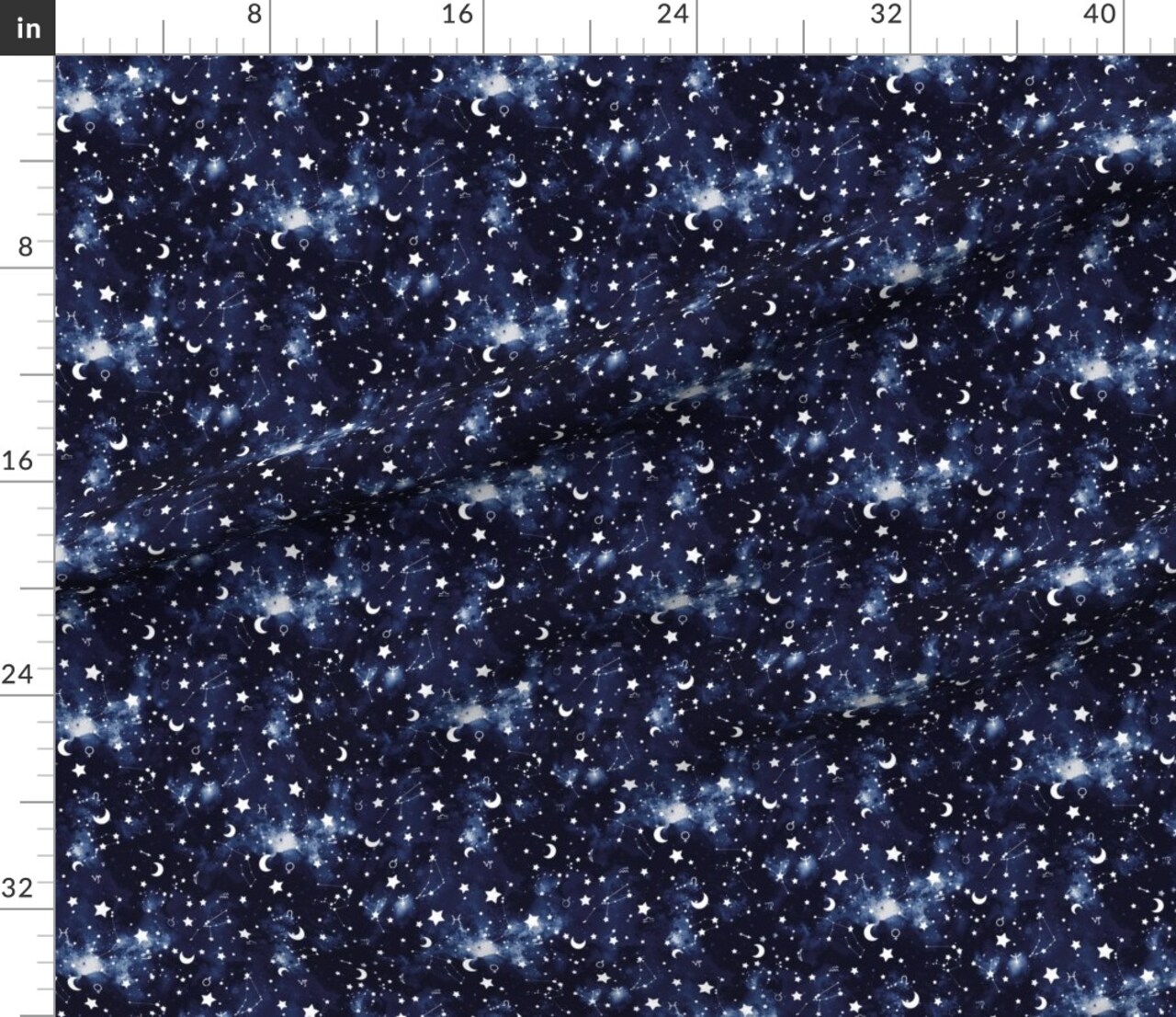 Zodiac Dark Blue Stars Constellations Moon Galaxy Astrology Astrological Sky Custom Printed Fabric by Spoonflower Various Fabrics by the Yard or Fat Quarter